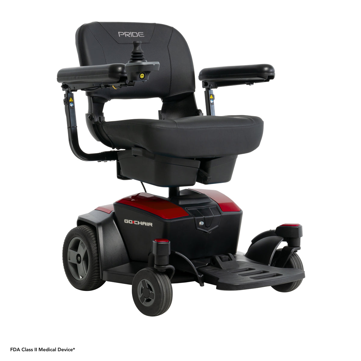 Pride Go-Chair power wheelchair, right beauty view, ruby red