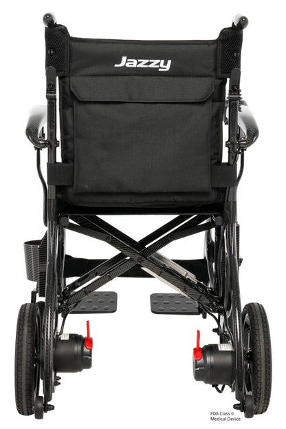Pride Jazzy Carbon 27X power wheelchair, rear view