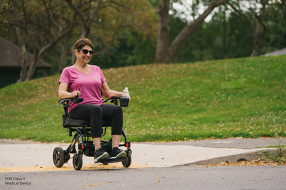 Pride Jazzy Carbon 27 power wheelchair, lifestyle