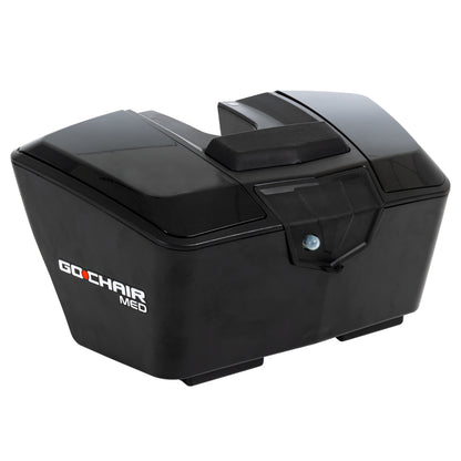 Pride Go-Chair MED power wheelchair, battery box close-up