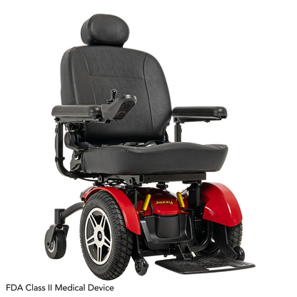 Pride Jazzy Elite 14 power wheelchair, right 3/4 beauty view, red