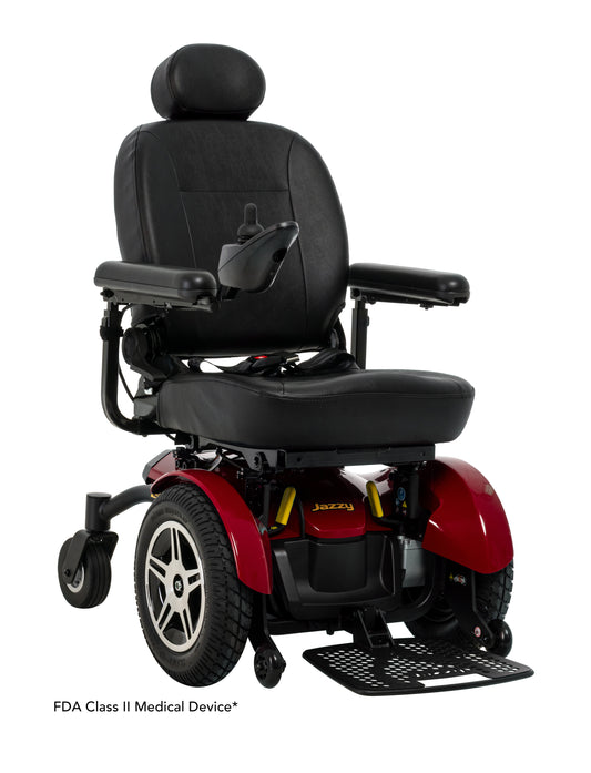 Pride Jazzy Elite HD power wheelchair, right beauty view, red