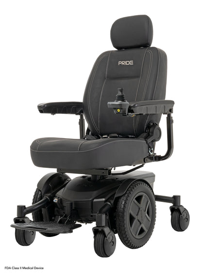 Pride Jazzy EVO 613 SLA power wheelchair, left 3/4 beauty view, black