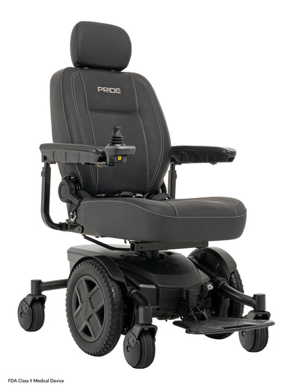 Pride Jazzy EVO 613 SLA power wheelchair, right 3/4 beauty view, black