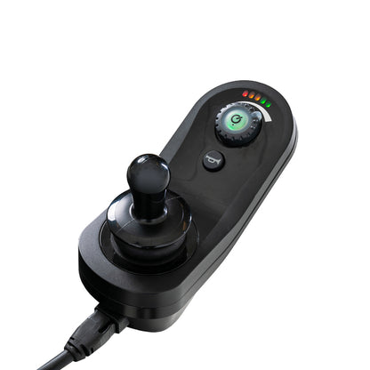 Pride Jazzy EVO 614 power wheelchair, joystick close-up