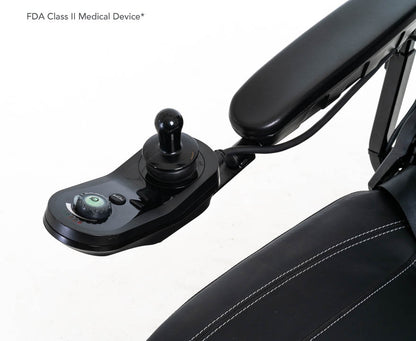 Pride Jazzy EVO 614HD power wheelchair, joystick/controller close-up
