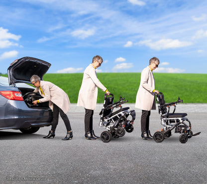 Pride Jazzy Carbon power wheelchair, unfolding sequence