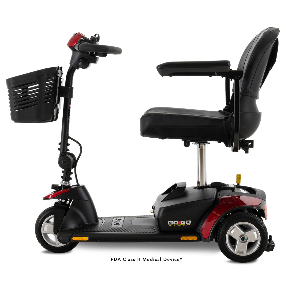 Pride Mobility Go-Go Elite Traveller 3W - Left Profile (Red)
