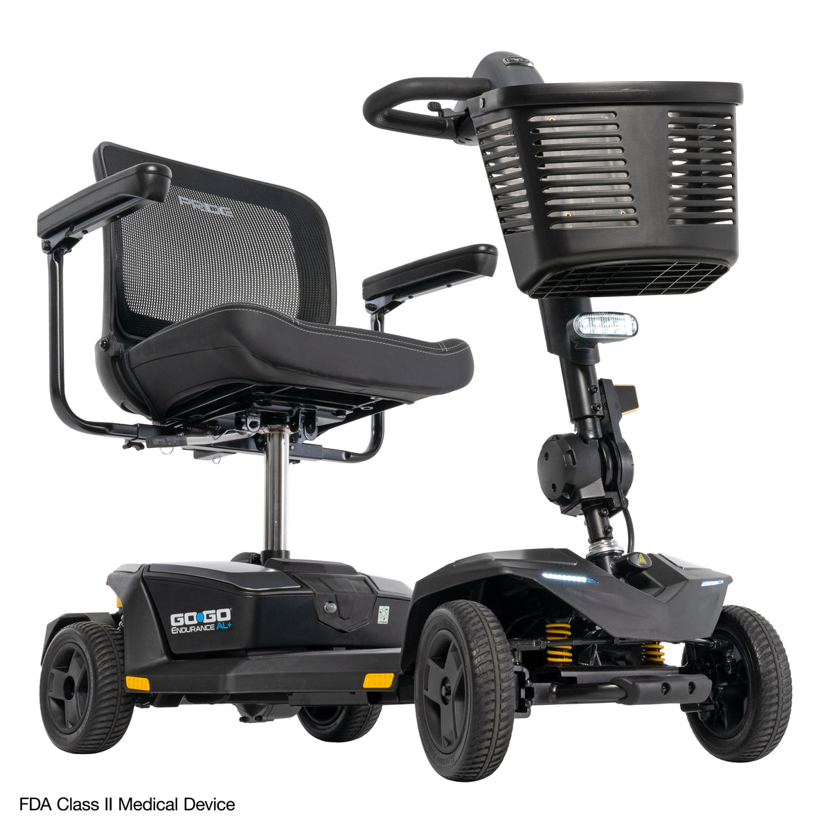 Pride Mobility Go-Go Endurance AL+ - Low-Angle View (Euro Grey)