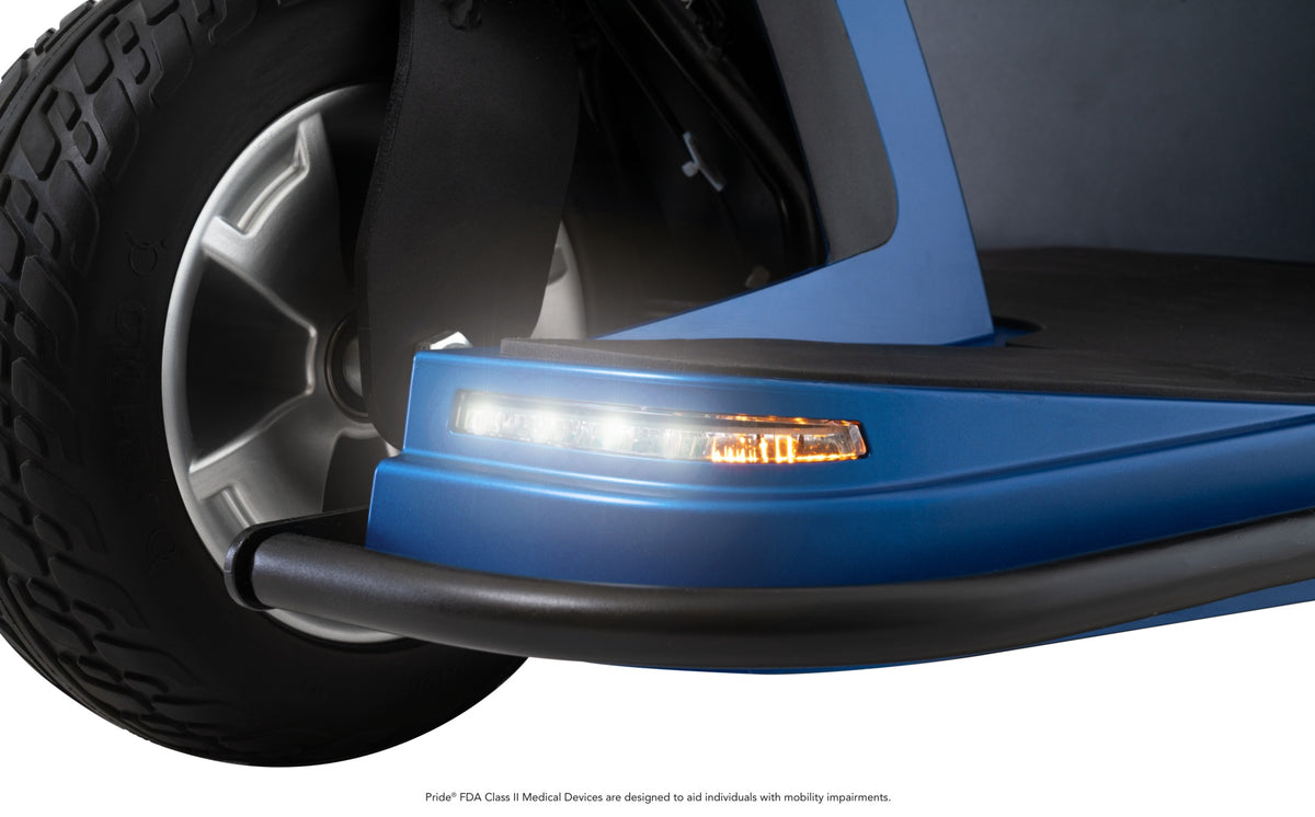 Pride Mobility Maxima 3W - Front Headlight Closeup Left Side