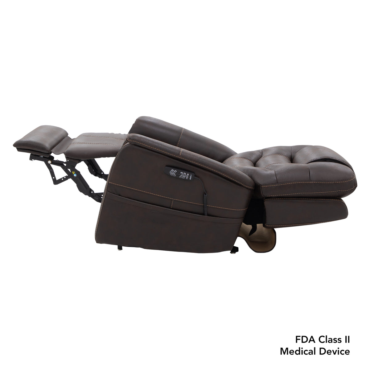 Pride Mobility Elegance 2 Lift Chair - Badlands Walnut, True Infinite Position Left Profile