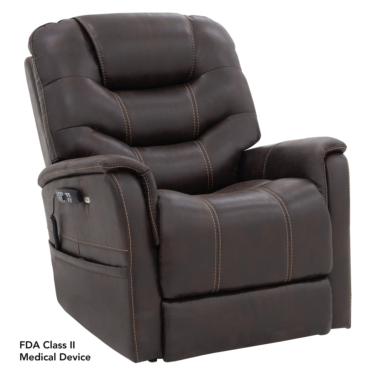 Pride Mobility Elegance 2 Lift Chair - Badlands Walnut, Seated Right