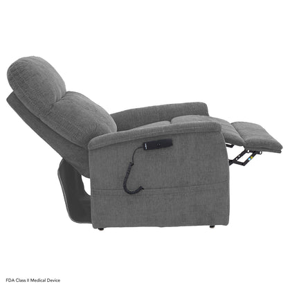 Pride Mobility Genesis Lift Chair - Sophie Shale, Recline Profile with Headrest Raised
